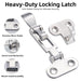 Detailed features of RiaYer heavy duty locking latch including mirror polish and cam mechanism.