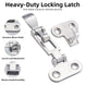 Detailed features of RiaYer heavy duty locking latch including mirror polish and cam mechanism.