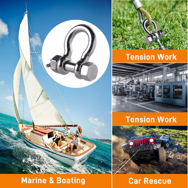 Applications of the silver bolt type anchor shackle for towing and rigging