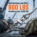 Heavy duty RiaYer silver snap shackle demonstrating an 800 LBS safe working load limit in marine environments.