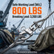 Heavy duty RiaYer silver snap shackle demonstrating an 800 LBS safe working load limit in marine environments.