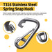 Product graphic detailing the premium build and reliable heavy-duty spring gate mechanism of the T316 stainless steel rigging carabiner.