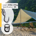 Action shot of a heavy-duty black turnbuckle acting as a reliable anchoring tensioner for an outdoor camping tarp shelter.
