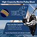 Max line size capacity for RiaYer high-performance marine pulley with integrated cam cleat.