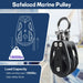 High capacity double sheave marine pulley block by RiaYer showing maximum line size compatibility.