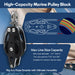 Max line size capacity for RiaYer high-capacity marine pulley block.