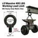 Information graphic showcasing the high load rating of a black stainless pulley block, an ideal component for building DIY home gym cable machines.