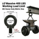 Information graphic showcasing the high load rating of a black stainless pulley block, an ideal component for building DIY home gym cable machines.