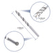 Instructional graphic demonstrating the correct method to drill and install metal bushings into wood balusters to protect against wire friction.