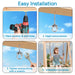 Four step easy installation guide for mounting the RiaYer single screw swing hanger into a wood beam.