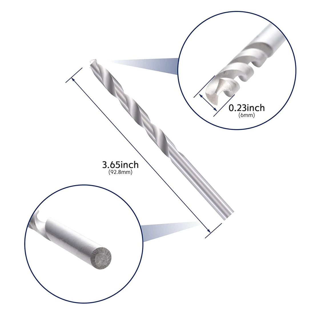 Detail view of the included drill bit for installing 1/4 inch eye bolts