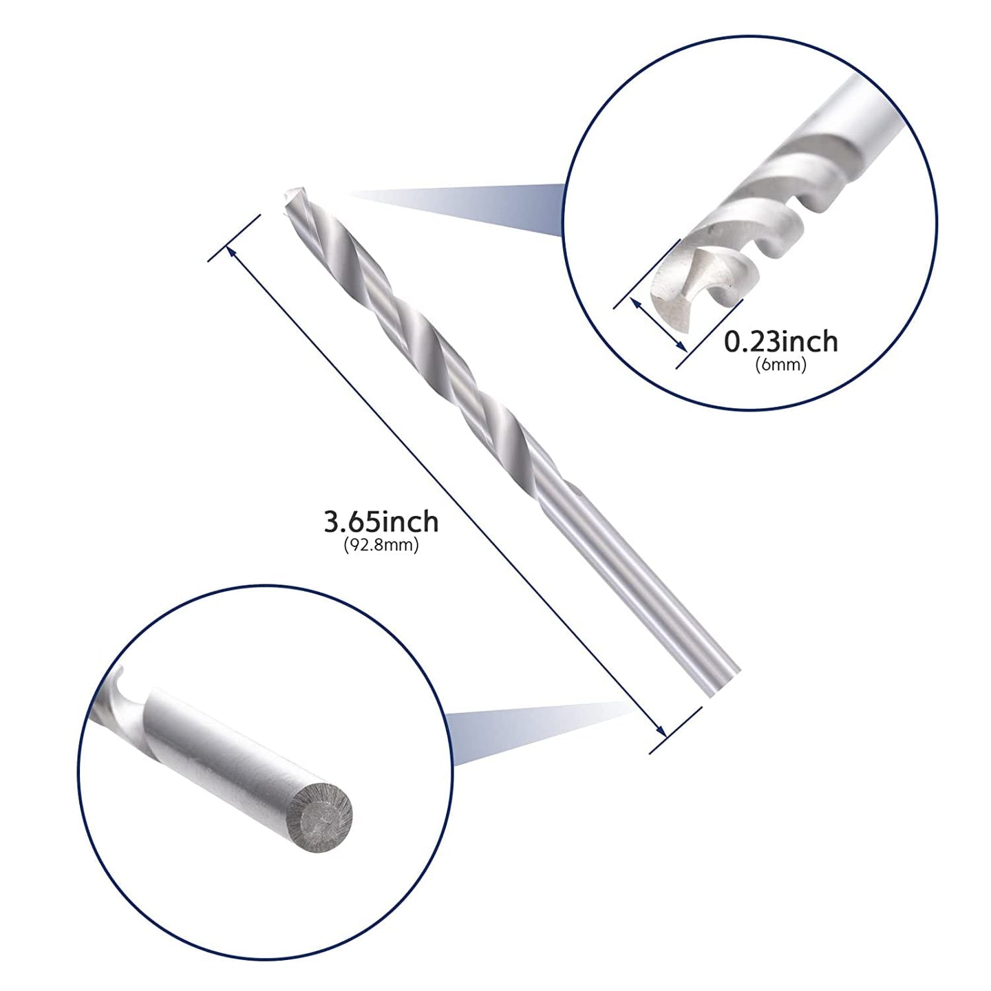 Detail view of the included drill bit for installing 1/4 inch eye bolts
