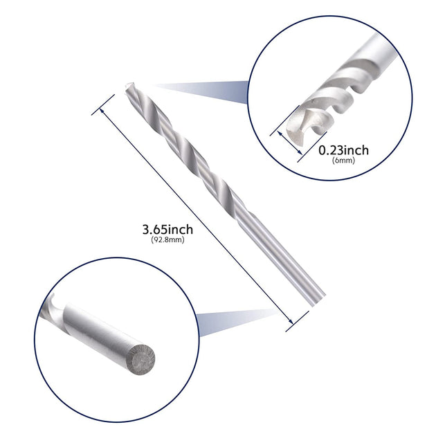 Detail view of the included drill bit for installing 1/4 inch eye bolts
