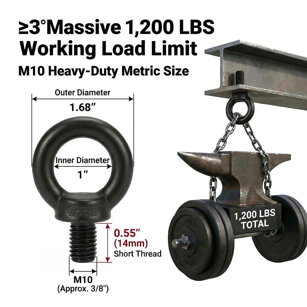 Product specification graphic detailing the safe lifting equipment load rating of a black pulley block, essential for determining the right hardware for heavy-duty hoists.