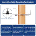 Diagram showing the innovative invisible cable securing technology and hidden turnbuckle
