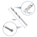 Instructional visual showing the installation of stainless steel hole insert fittings into a wooden post using a pilot hole drill bit.