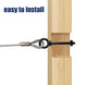 Easy to install black extended thread eye bolt going through a wood post