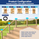 Product configuration guide for patented invisible cable railing system showing component layout on wood deck stairs and level posts