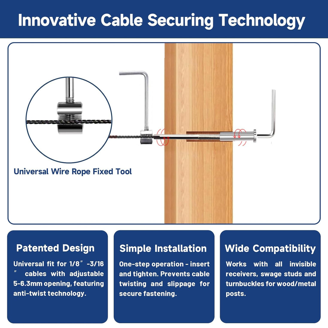 Diagram of the innovative hidden cable securing and tensioning technology