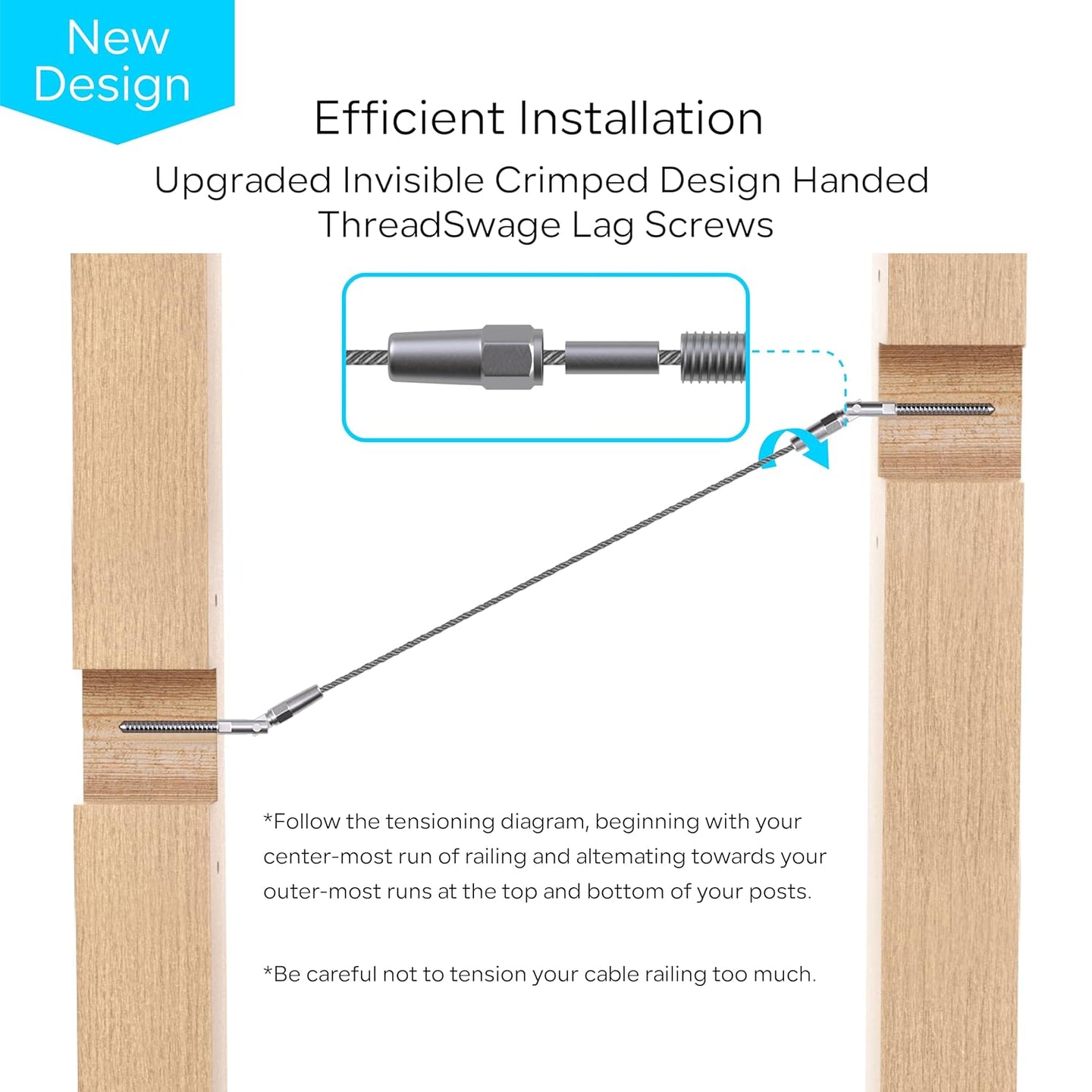 RiaYer Invisible Adjustable Cable Railing Kit for Stairs | T316 Hidden