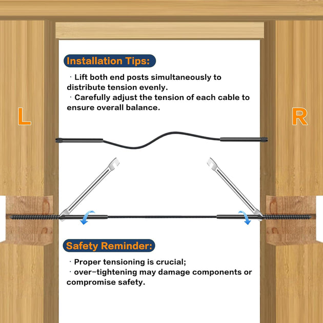 Installation tips for balancing tension using left and right hand threaded lag screws.