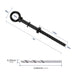 Detailed dimension diagram for a long thread screw eye bolt, providing precise measurements for the inner ring diameter and wood thread length.