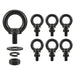 A 5-pack of M10 size heavy-duty stainless steel lifting eye nuts with female threads, providing secure anchor points for bolts and threaded rods.