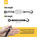 M4 size black 304 stainless steel hook and eye turnbuckle showing maximum and minimum length dimensions