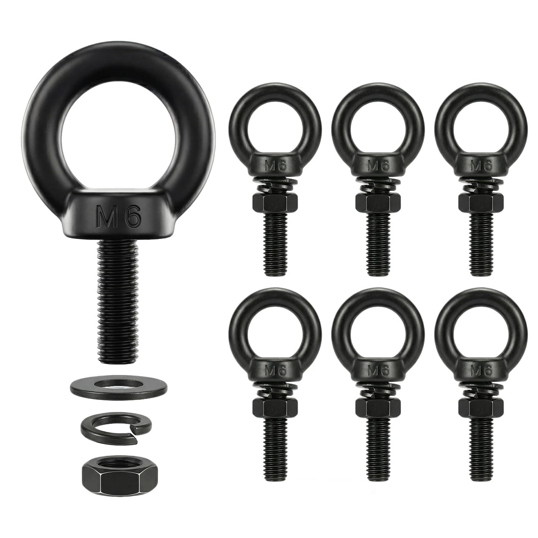 A multi-pack of M6 stainless steel female thread eye nuts, highly recommended for securely suspending sun shade sails and outdoor string lights.