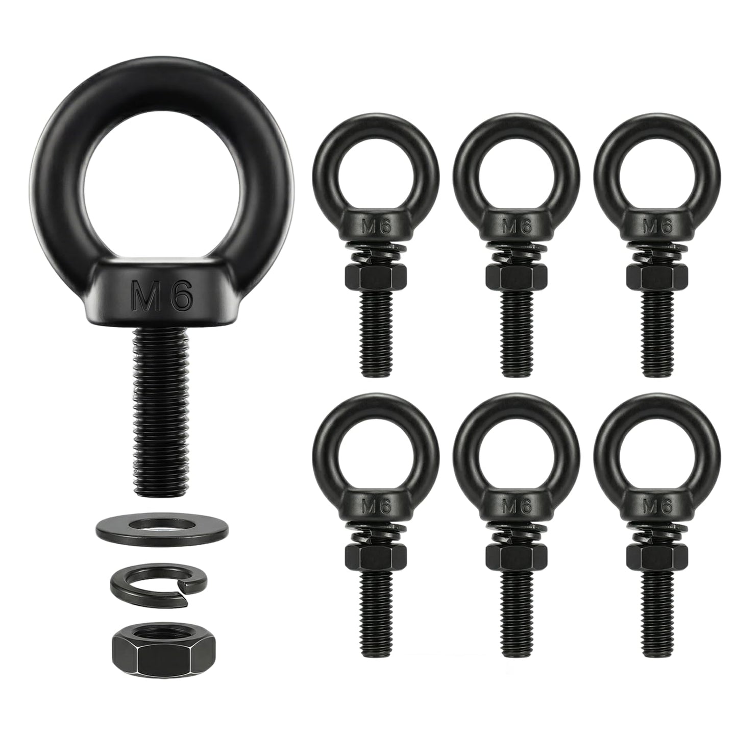 A multi-pack of M6 stainless steel female thread eye nuts, highly recommended for securely suspending sun shade sails and outdoor string lights.