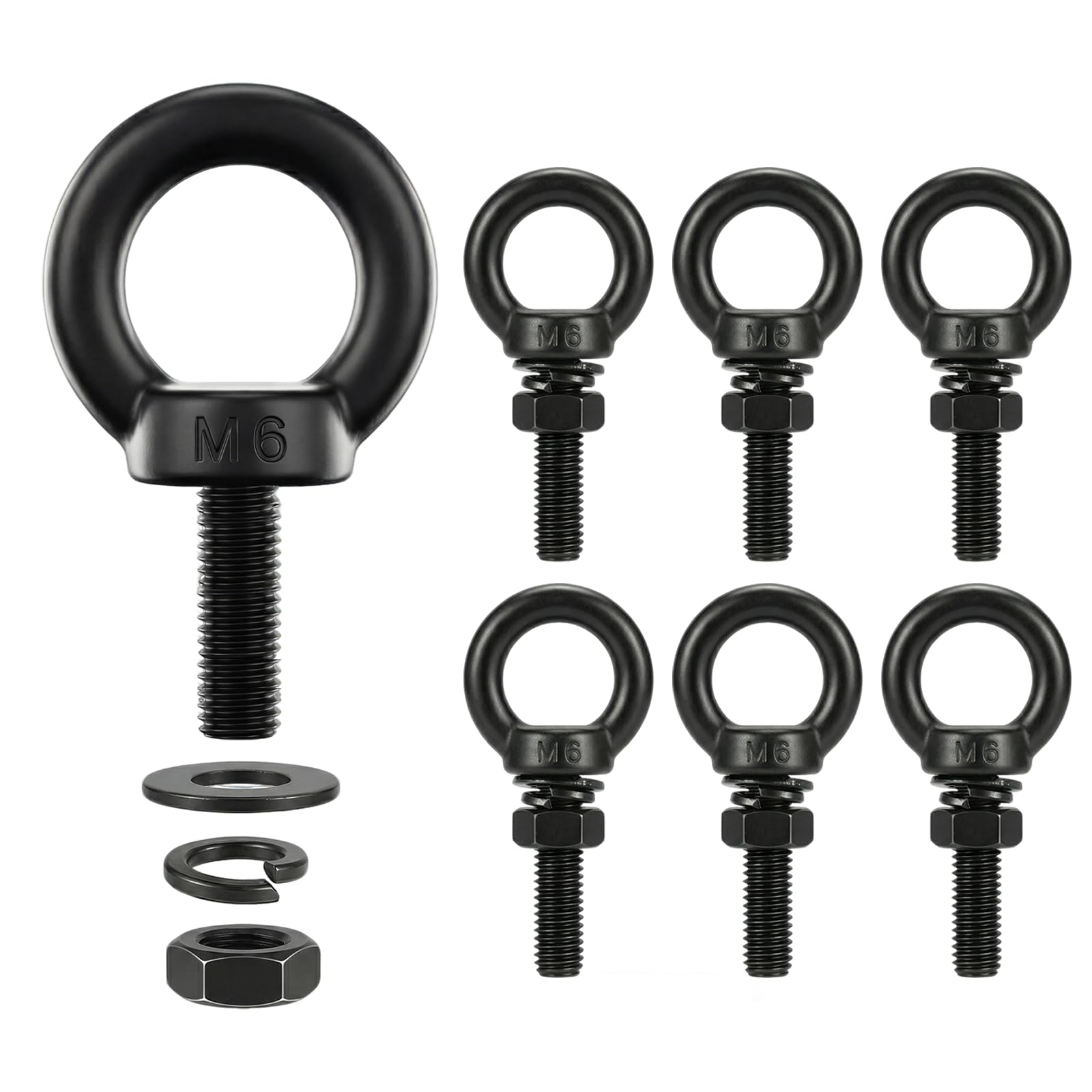 A multi-pack of M6 stainless steel female thread eye nuts, highly recommended for securely suspending sun shade sails and outdoor string lights.