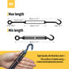 Large M8 size black stainless steel cable tensioner showing open and closed length dimensions