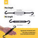 Large M8 size black stainless steel hook and hook cable tensioner showing open and closed lengths