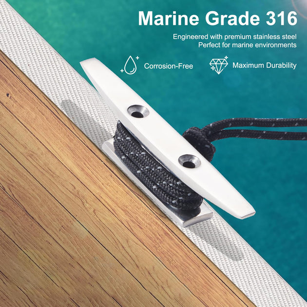 Corrosion resistant marine grade 316 stainless steel dock cleat
