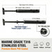 Detailed dimension blueprint for the marine grade T316 stainless steel toggle turnbuckle, showcasing its adjustable tension range and premium black PVD coated UV-proof finish.