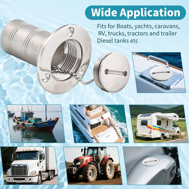 Versatile applications for straight diesel deck fill on boats and RVs
