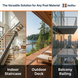 Versatile applications for the black invisible cable railing kit, showing stunning modern designs for indoor staircases, outdoor wood decks, and glass-front balconies.