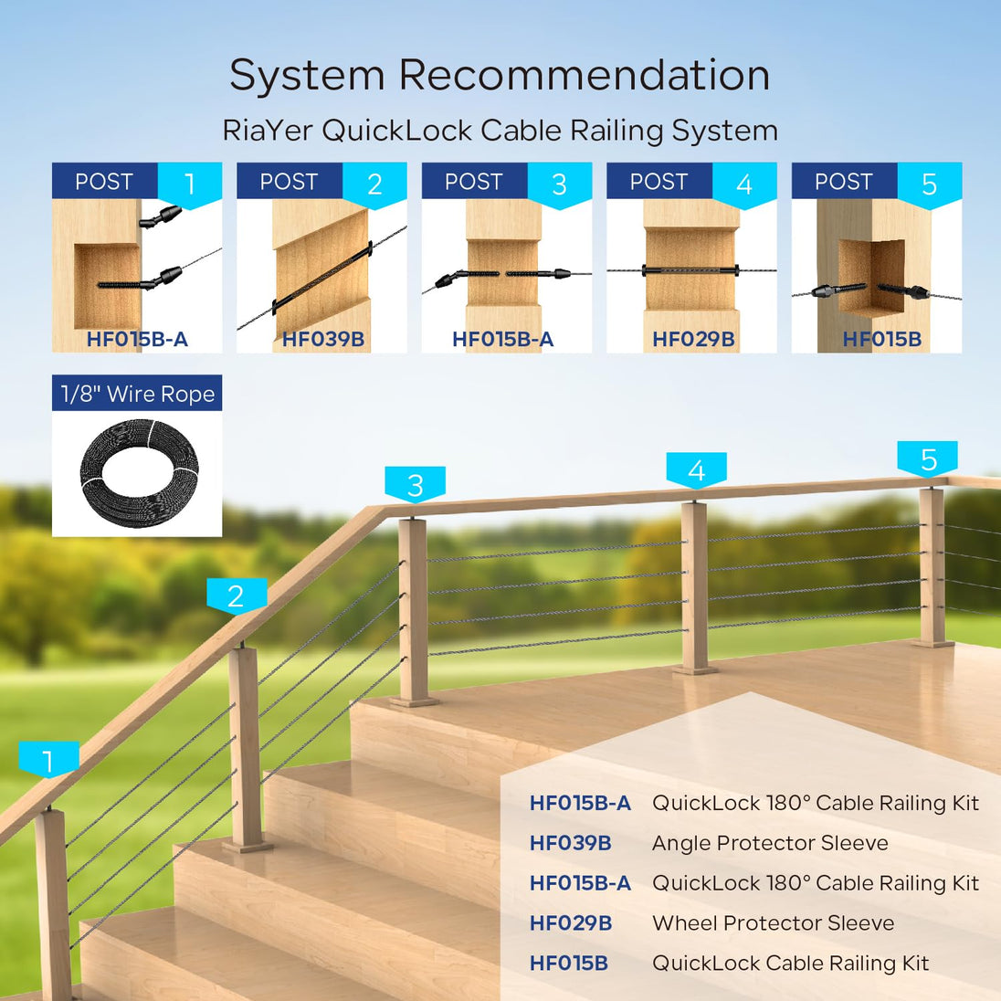 Modern black invisible cable railing system on an outdoor wood deck