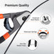 Product graphic highlighting a premium quality hydraulic crimping tool and sharp wire cutter set, essential for professional cable railing installations.