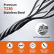 Premium T316 black stainless steel wire rope featuring corrosion and weather resistant properties.