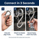 3 easy steps to quickly connect the safety chain hook to a trailer towing loop without tools
