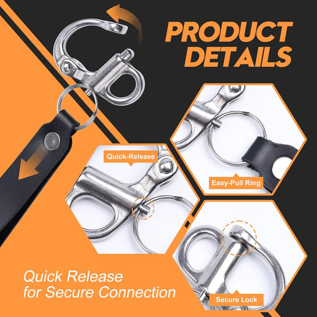 Product details showing the quick release mechanism and secure connection of the RiaYer snap shackle.