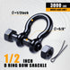 RiaYer 1/2 inch bolt-type safety bow shackle with 3000 lbs working load limit.