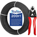 RiaYer 200FT roll of black 1/8 inch stainless steel wire rope, complete with a professional red handle wire cutter.