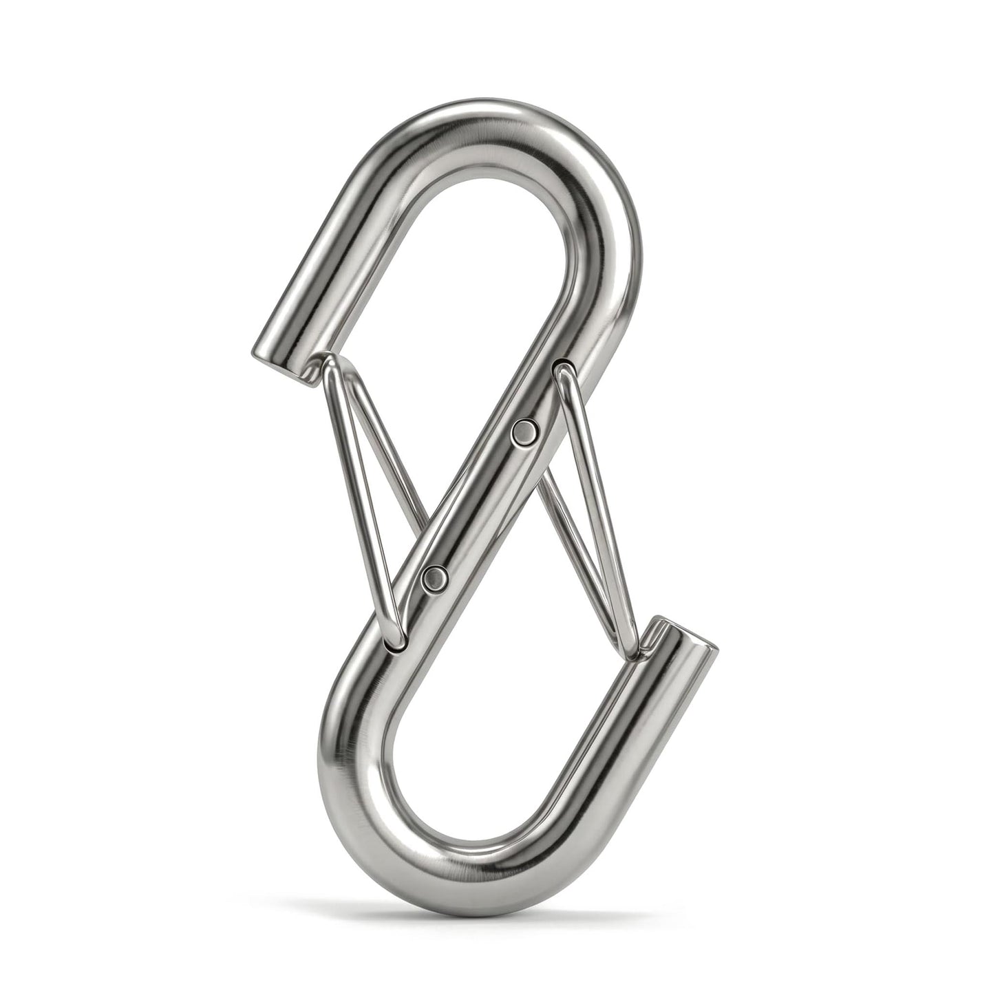RiaYer 2 pack 3/8 inch heavy duty 304 stainless steel double S-hooks with safety latch, 5000 lbs breaking strength