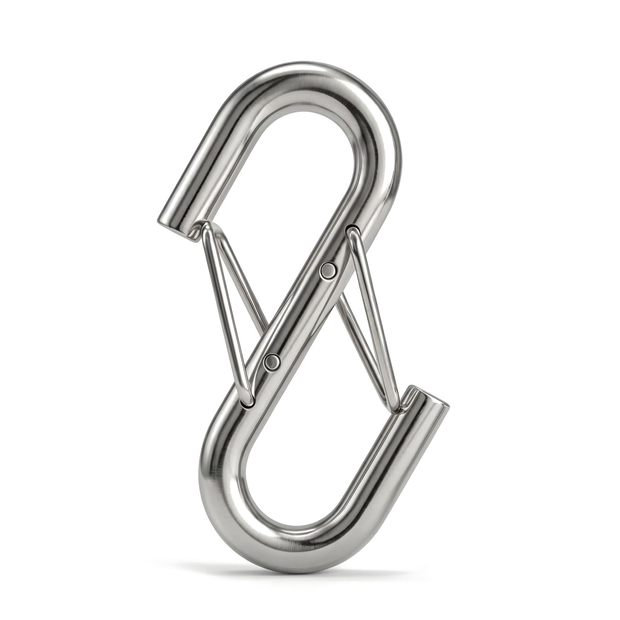 RiaYer 2 pack 3/8 inch heavy duty 304 stainless steel double S-hooks with safety latch, 5000 lbs breaking strength