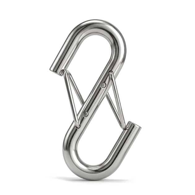 RiaYer 2 pack 3/8 inch heavy duty 304 stainless steel double S-hooks with safety latch, 5000 lbs breaking strength