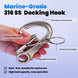 Key features of RiaYer 316 stainless steel docking hook including rust-free durability.