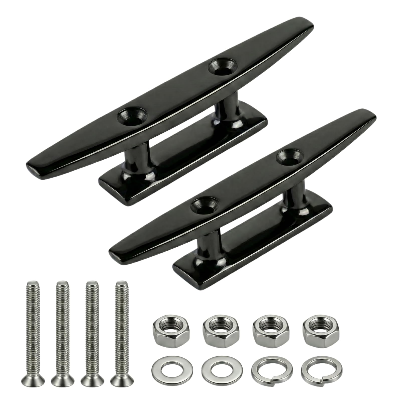 RiaYer 316 stainless steel open base boat cleats in black
