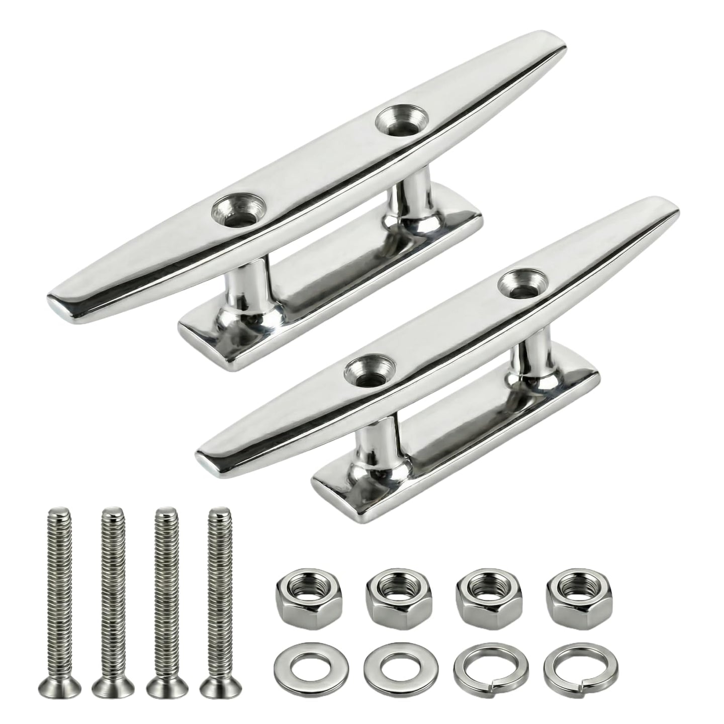 RiaYer 316 stainless steel open base boat cleats in black and silver
